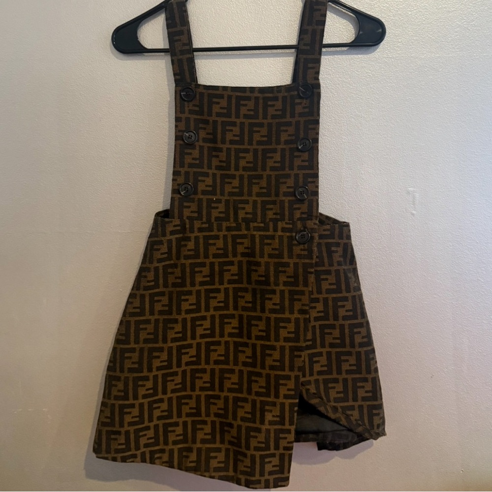Fendi Brown Monogram Mini Apron Dress